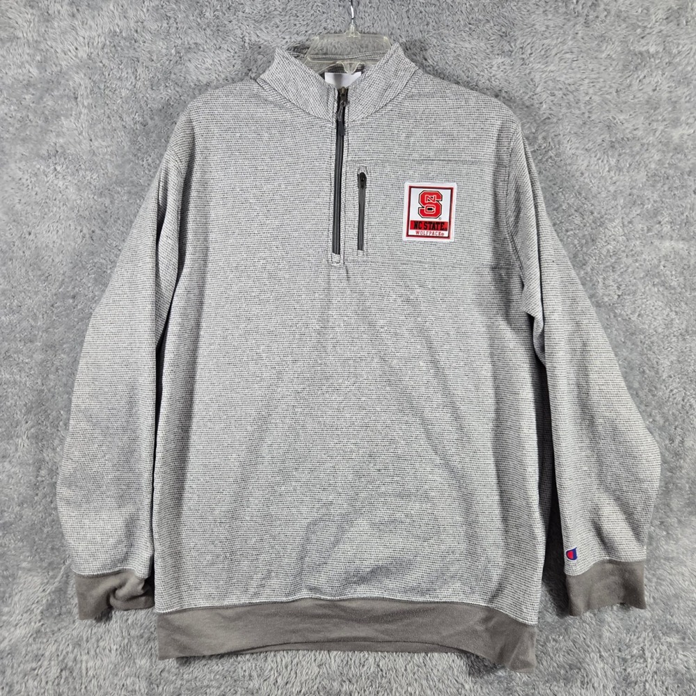 Champion NC State Wolfpack Mens Medium Grey Quarter Zip Pullover Sweatshirt